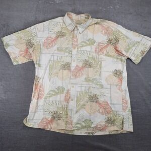 Cooke Street Honolulu Mens 2XL Aloha Shirt Pineapple Palm Leaf Hawaiian‎